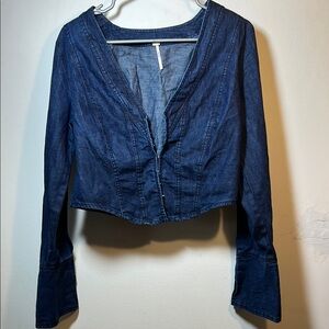 Denim Blue Caroline Top in Dark Vintage FREE PEOPLE Medium